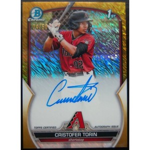 2023 Bowman Chrome Cristofer Torin 1st Gold Shimmer Refractor Auto #24/50