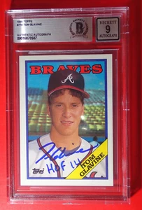 Tom Glavine 1988 Topps Beckett Slabbed Signed Rookie W/HOF Authentic 9 AUTO - Picture 1 of 2