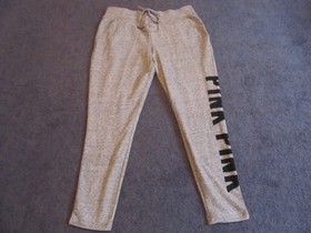 NWT VICTORIA'S SECRET PINK LACE UP DORM PANTS HEATHER RIVERSTONE  LARGE 