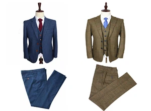 Mens King Big Plus Size 3 Pcs Suit British Wool suit for Wedding 46-54 / 40-50 - Picture 1 of 13