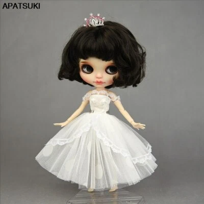 Vestido tutú corto de encaje blanco hecho a mano para muñeca Blyth conjuntos vestido de fiesta trajes Foto 1 de 4