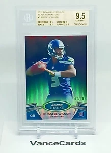 Russell Wilson Black Refractor #/75 BGS 9.5 2012 Bowman Sterling RC Rookie #5 SP - Picture 1 of 2