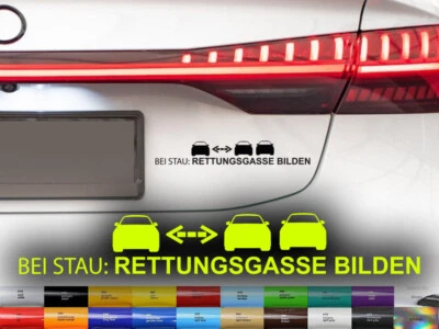 SYLEXDESIGNS Rettungsgasse Bilden Aufkleber 2xSticker Frei machen Auto Autobahn 15/20/25/30cm