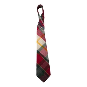 Ralph Lauren Polo 100% Cotton Mens Neck Tie Yellow Red Green Plaid Print NWT USA - Picture 1 of 6