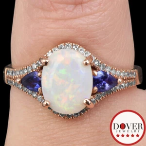 Lali Diamond 1.27ct White Opal Tanzanite 14K Rose Gold Pave Split Band Ring NR - Picture 1 of 5