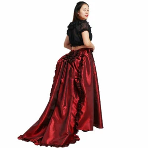 Victorian Era Women Bustle Skirt Edwardian Back Ruffles Long Skirt Walking Dress - Picture 1 of 17