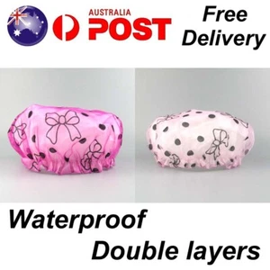 Shower Cap Bath Hat Hair Care Waterproof Double Layer Reusable Sleep Caps Women - Picture 1 of 6