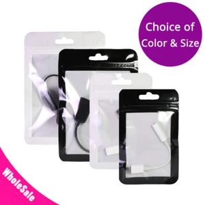 Different Sizes Black White Framed Clear Front Mylar Zipper Bag w/ Euro Slot M - Picture 1 of 8