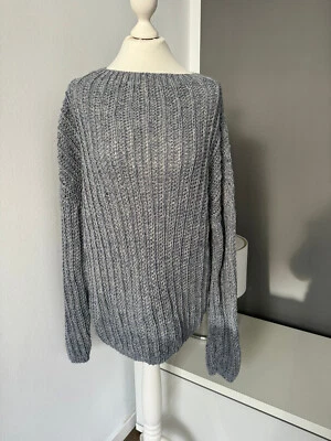 Pullover Strickpullover - selbstgestrickt Handarbeit - Gr. L - grau blau - neu - Bild 1 von 4