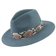 GEMVIE Brand 100% Wool 5 colors Floppy Wide Brim Women Fedora Hat Snake Skin Str