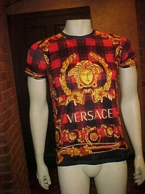 NUEVO CON ETIQUETAS VERSACE JERSEY SS CAMISA MULTICOLOR HOMBRE TALLA X-PEQUEÑA MUJER PEQUEÑA Foto 1 de 4