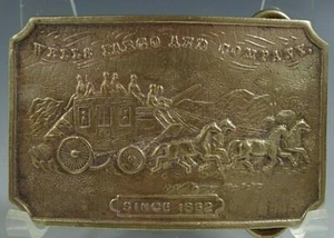 BELT BUCKLE WELLS FARGO SINCE 1852 STAGECOACH TIFFANY VINTAGE VERY CLEAN #3 - Picture 1 of 2
