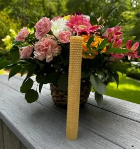 Handmade 24K Gold covered 100% Pure Beeswax Honeycomb Candles 8-1/2" Cotton Wick - Picture 1 of 6