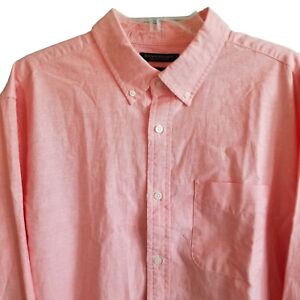 Banana Republic Denim Shirt Mens XL Untucked Standard Fit Pink Organic Cotton 