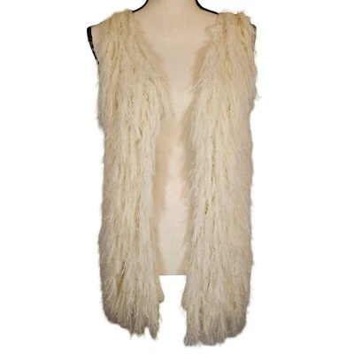 Ya Los Angeles Faux Fur Hippie Boho Style Vest, Ivory/Cream, OS - Image 1 of 4