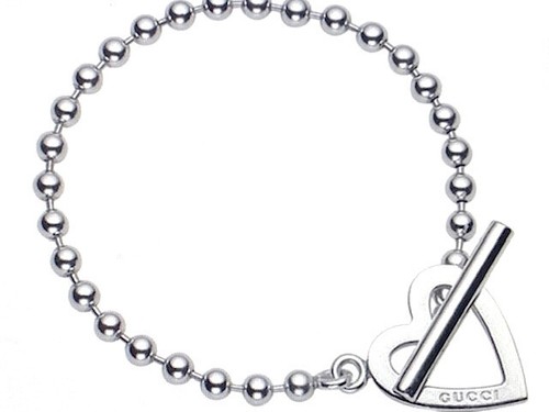 BRACCIALE GUCCI ARGENTO STERLING ICONICA CATENA BOULE CUORE TOGGLE MARCATO COME NUOVO