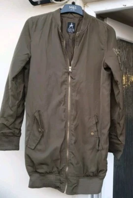 Womens Khaki Green Bomber Jacket UK Size 6 - Image 1 of 2