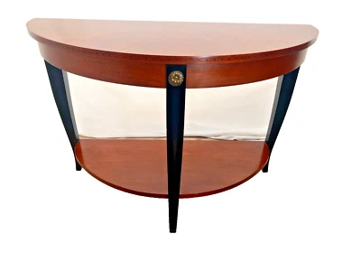 Mesa consola vintage Ethan Allen Demilune caoba estante superior e inferior Foto 1 de 4