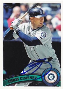 CHRIS GIMENEZ SEATTLE MARINERS SIGNED TOPPS CARD RAYS INDIANS RANGERS TWINS CUBS