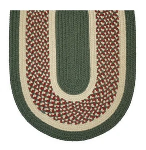 SAGE GREEN AND BRICK RED BRAIDED AREA RUGS By COLONIAL RUG--MANY SIZES! 312EX - Picture 1 of 2