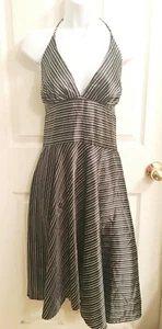 By ALYN PAGE Retro Vintage black striped halter dress, size 11/12, Used - Picture 1 of 7