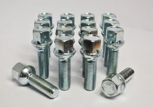 16 x M12 x 1,5, hilo de 30 mm, pernos de rueda de radio (plateado) - Imagen 1 de 2