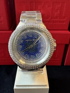 NEW Michael Kors Camille Gold Pave Glitz Blue Crystal Watch MK7341 NIB NWOT - Picture 1 of 5