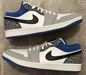 Nike Air Jordan Retro 1 Low SE True Blue Grey White Sneakers DM1199-140 Mens 10 - Picture 1 of 5