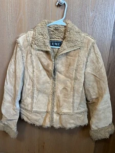 EMC Fur Cuffed Leather Women's Jacket Style 30418 Women’s Sz Sm - Picture 1 of 7