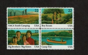 1985  U.S COMMEM 22c  Youth Boy Scouts   Se-Tenant  SET Sc#2160-3 M/NH/OG GEM! - Picture 1 of 1