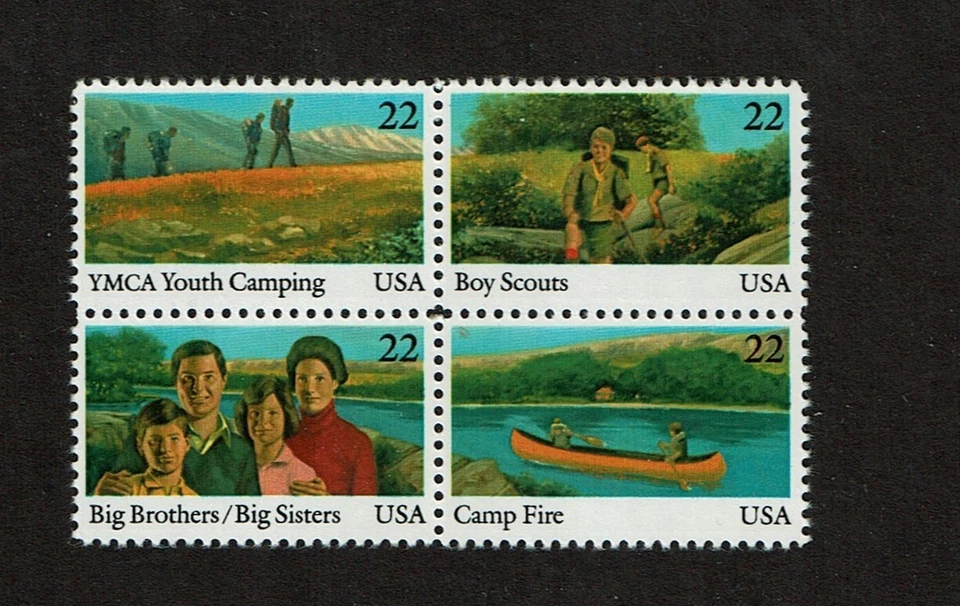 1985  U.S COMMEM 22c  Youth Boy Scouts   Se-Tenant  SET Sc#2160-3 M/NH/OG GEM! - Image 1 of 1