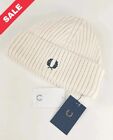 FRED PERRY SHORT CHUNKY RIBBED BEANIE HAT  KNIT SOFT COTTON RRP £55
