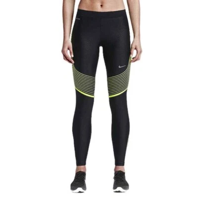  Nike Dri-Fit ‘Power Speed Tights’  in Black & Neon Yellow Size XS 719784-014 - Image 1 of 3