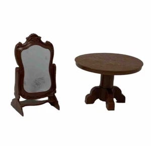 Mattel Sunshine Family Dollhouse Round Dining Table & Mirror Vintage - Picture 1 of 8