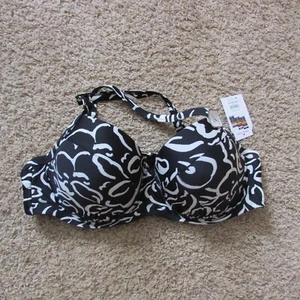 NWT Time And Tru 2X 20/22W Black White Molded Cups Underwire Bikini Top - Picture 1 of 2