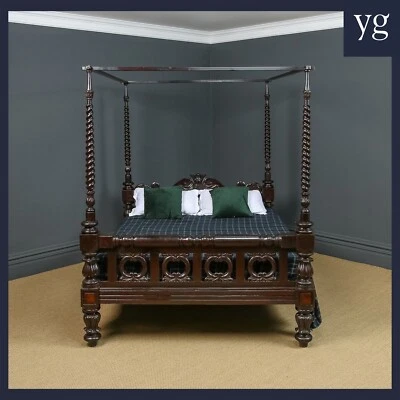 Antique 5ft 10” William IV Design Anglo-Indian Colonial Four Poster Bed c. 1870 - image 1 of 4