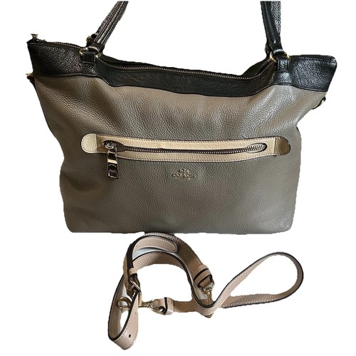 Coach Tyler Colorblock Borsa a mano in pelle con ciottoli verde oliva