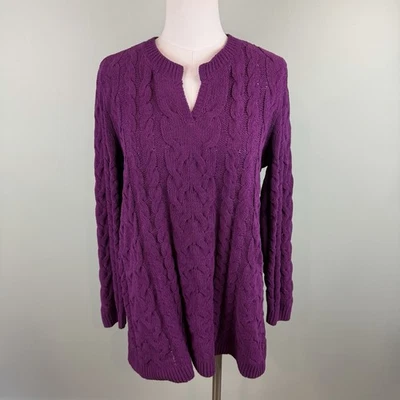 J. Jill purple Chenille cable knit sweater Tunic size Large Cozy - Image 1 of 4