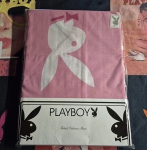 Playboy new pink white bunny bowtie single bed fitted valance sheet bedding - Picture 1 of 3
