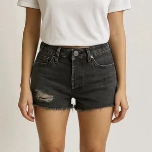 Levis 501 Shorts Damen Gr. 28 schwarz Denim High Rise Cut Off Distressed Button Fly - Bild 1 von 4