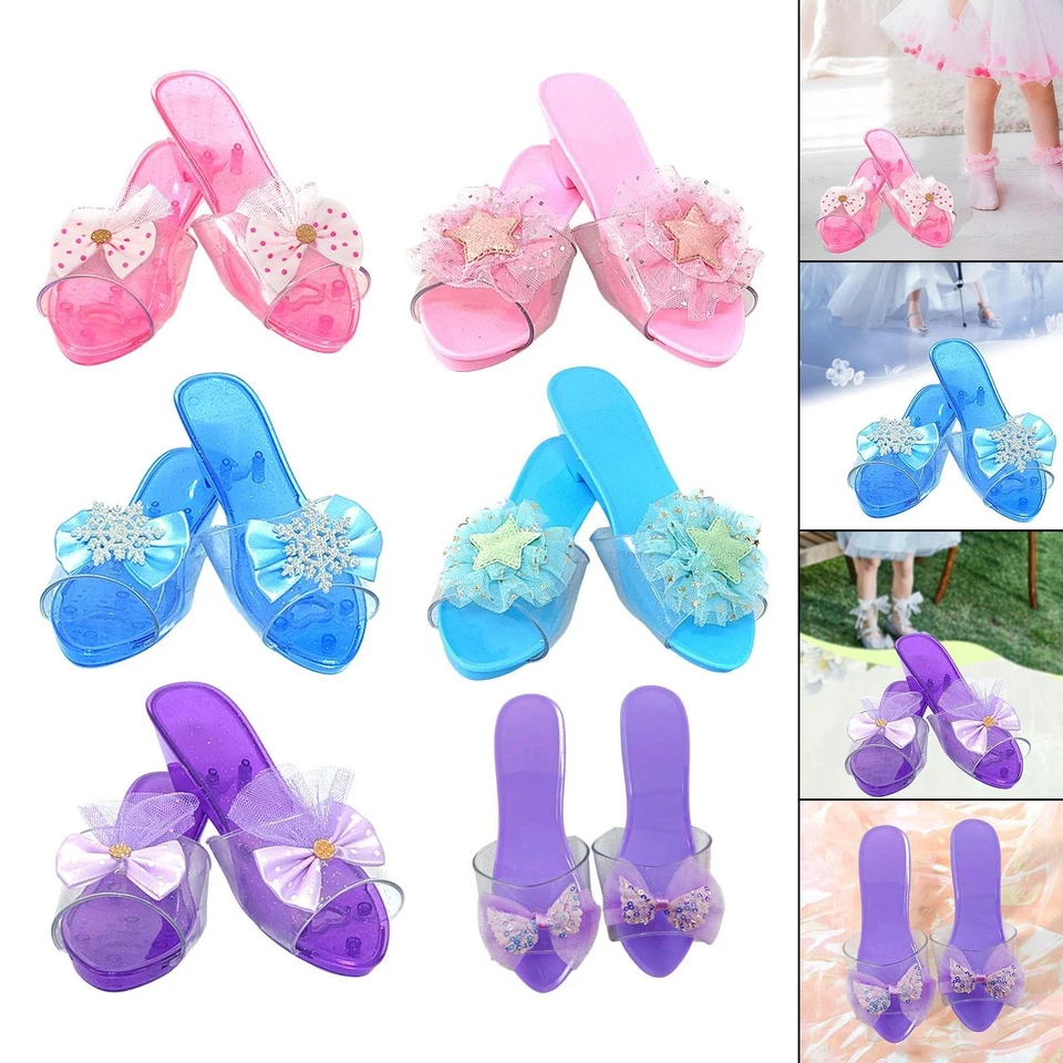 Princess Dress up Shoes Jelly Sandals for Girls Shiny Dress up Kids Heels for