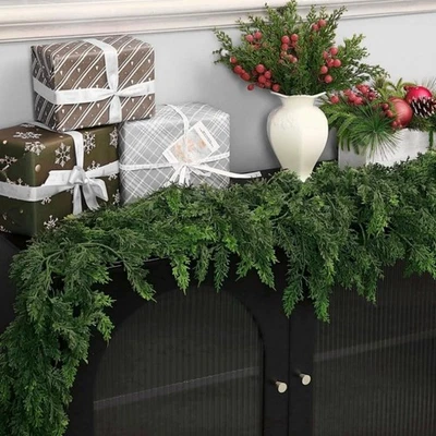 72" 2 - 6 Piezas Guirnalda de Cedro Artificial con 20 Piñas Artificiales NUEVO Foto 1 de 4