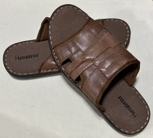 HARSSIDANZAR Mens Size 9.5 Leather Slide Sandals Casual Comfort Outdoor Slip-on - Picture 1 of 8