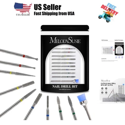 Juego de 10 brocas para uñas, kit de brocas para uñas de cutícula de diamante de 3/32 pulgadas para uñas D... Foto 1 de 4