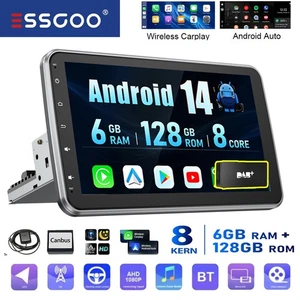 DAB+ Autoradio 360° Drehbar Bildschirm GPS NAVI CarPlay Android 14 1 DIN 6+128GB - Bild 1 von 15