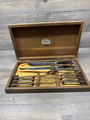 Juego de 9 cuchillos para carne vintage Carvel Hall de acero inoxidable 440 EE. UU. con caja ¡Leer!! Foto 1 de 4