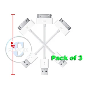 3X SUPER CORTO 4 pulgadas CARGA DE SINCRONIZACIÓN 30 pines A USB CABLE PARA iPHONE 4s 4 iPAD 3 2 1 - Imagen 1 de 2