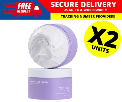2 X Grace & Glow White-B3 Clay Body Scrub 220g Smooth Skin with AHA+Niacinamide - Image 1 of 4