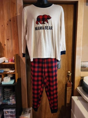 Dearfoams "Mama Bear" women's pajama set, Ivory & Red/Blue Plaid, Sz 22W/24W - Image 1 of 4