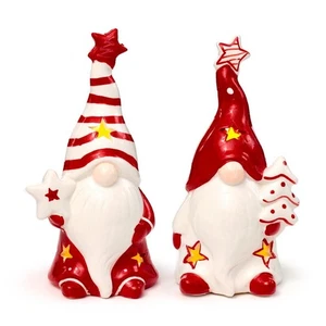 Juego de 2 LED Cerámicos Decoración Navidad Gonk - 16cm Adorno Festivo - NUEVO - Imagen 1 de 3